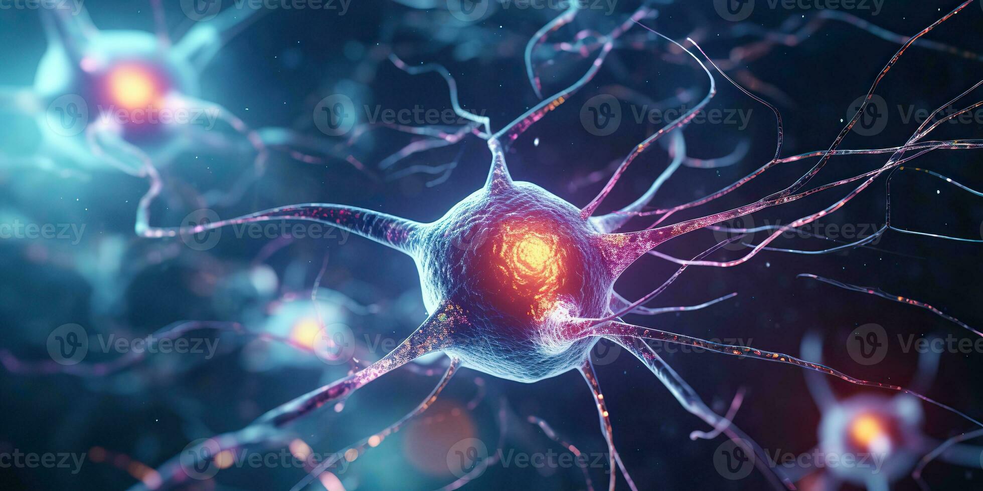 AI Generated. AI Generative. Brain cells human mind anatomy medicine background. Graphic Art photo