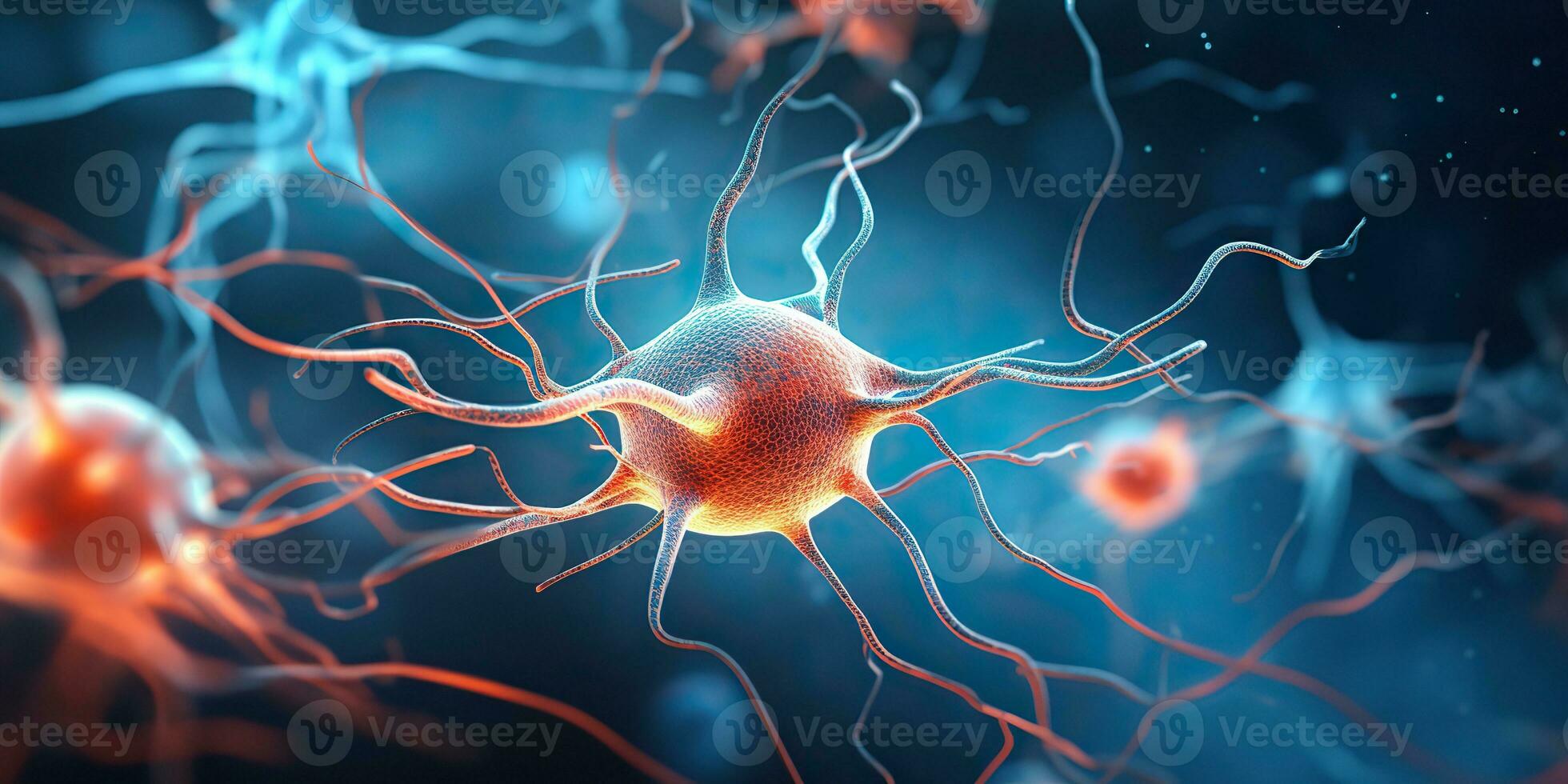 AI Generated. AI Generative. Brain cells human mind anatomy medicine background. Graphic Art photo