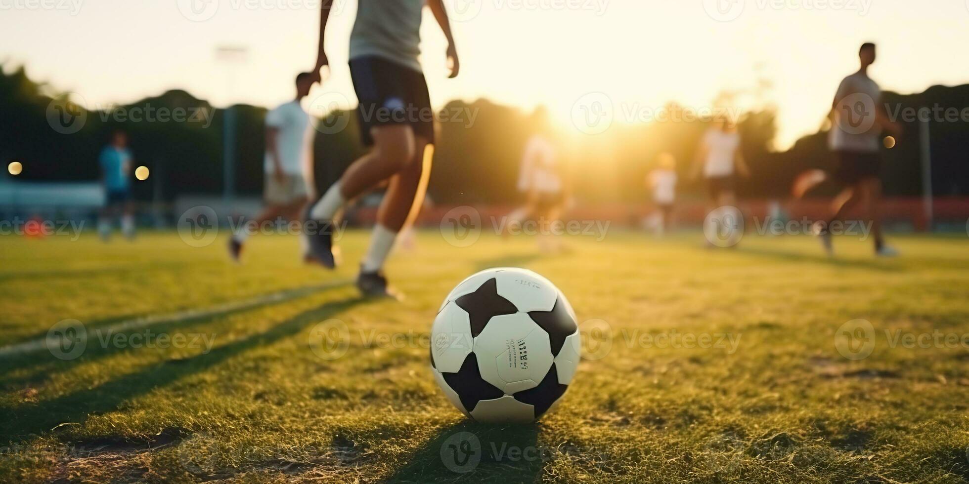 ai generado. ai generativo. fútbol fútbol americano juego en verde campo. activo deporte ajuste formación antecedentes. gráfico Arte foto