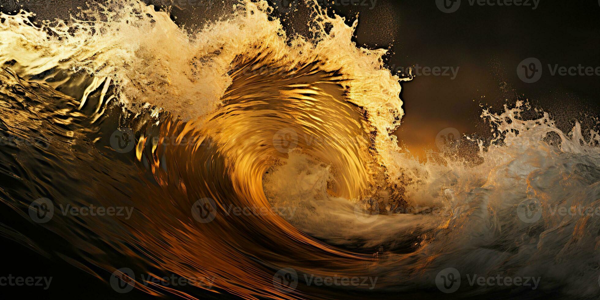 AI Generated. AI Generative. Dark black and yellow splash water sea ocean waves decorative background. Graphic Art photo