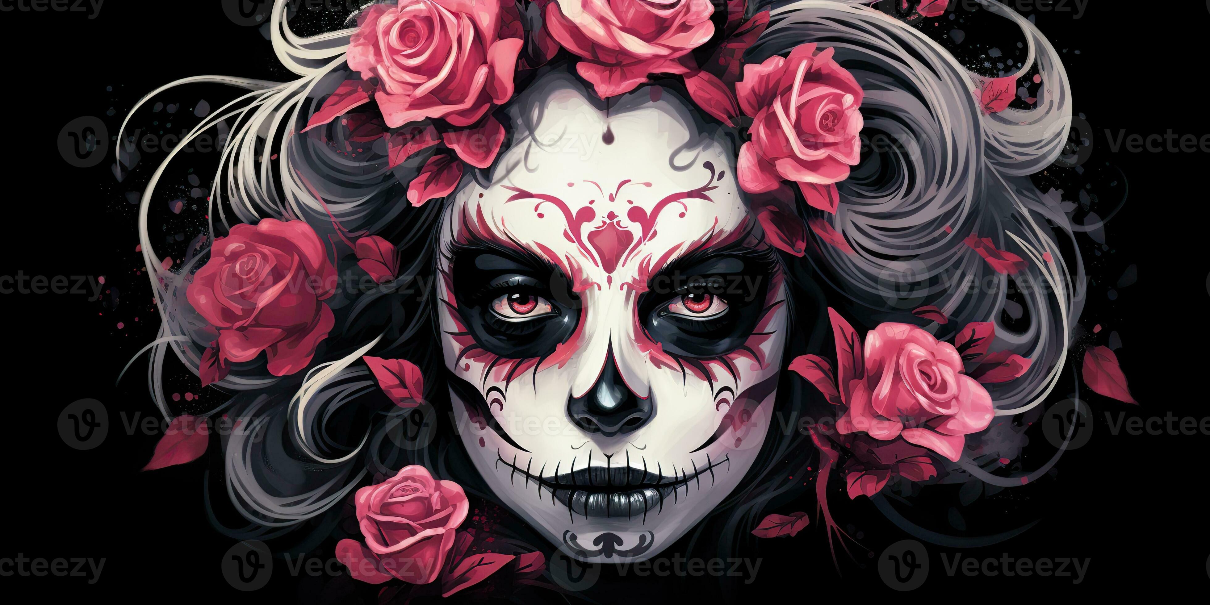 Floral Sugar Skull, Beauty and Elegance Meets the Macabre, Isolated on  White Background - Generative AI Stock Illustration - Illustration of  vintage, danger: 273535081