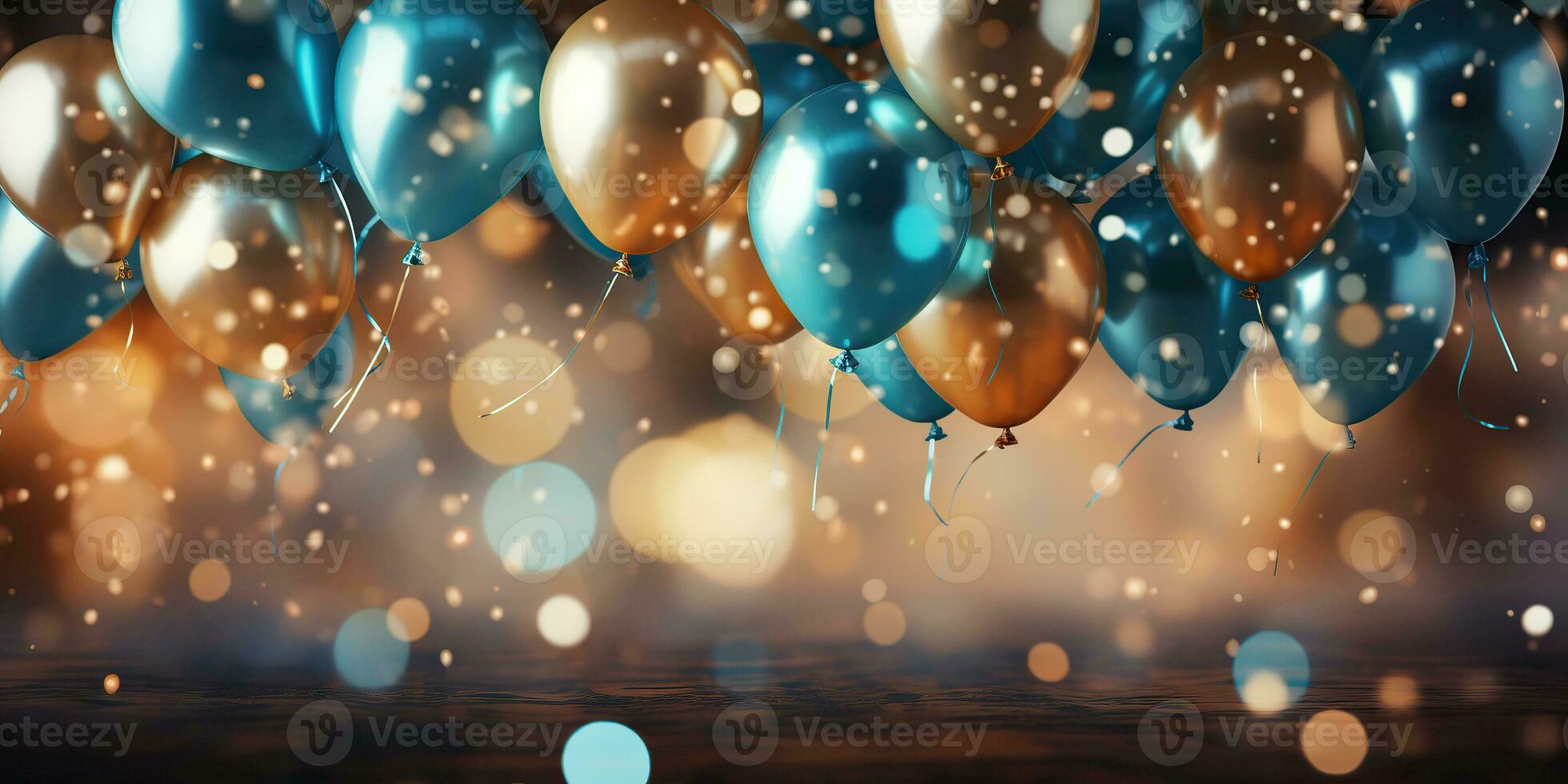 AI Generated. AI Generative. Air balloons in the bacgkround decoration mock up. Anniversary party celebration template. Graphic Art photo