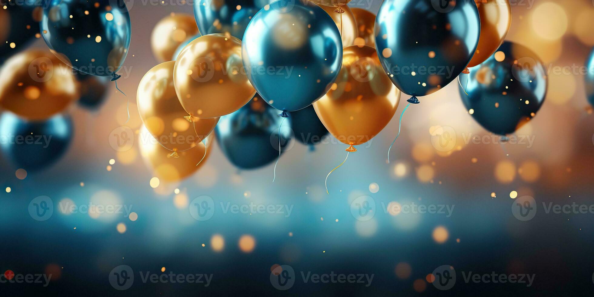 AI Generated. AI Generative. Air balloons in the bacgkround decoration mock up. Anniversary party celebration template. Graphic Art photo