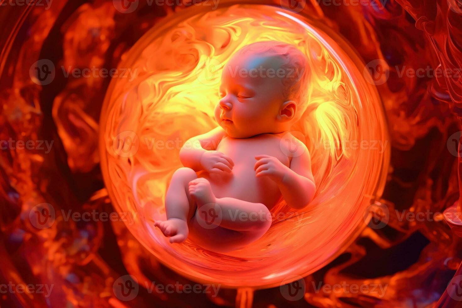 Miraculous Beginnings - Baby in the Womb - Generative AI photo