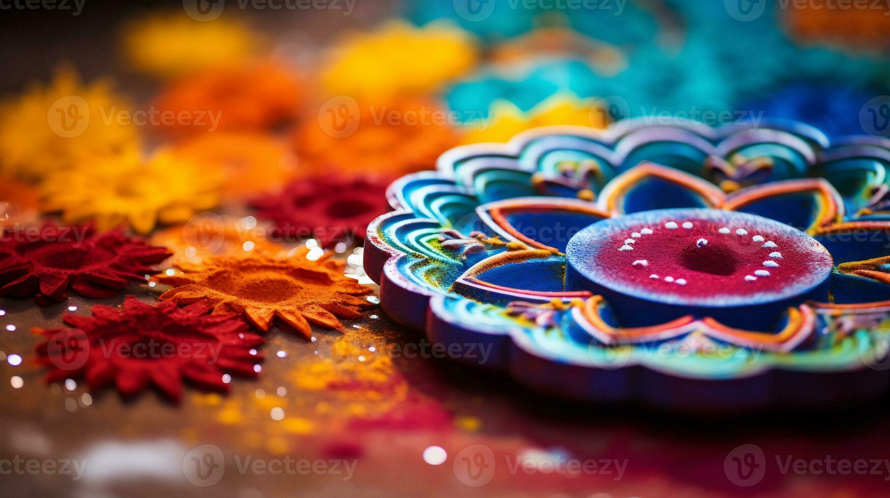 A Close up image of intricate rangoli pattern AI Generative photo