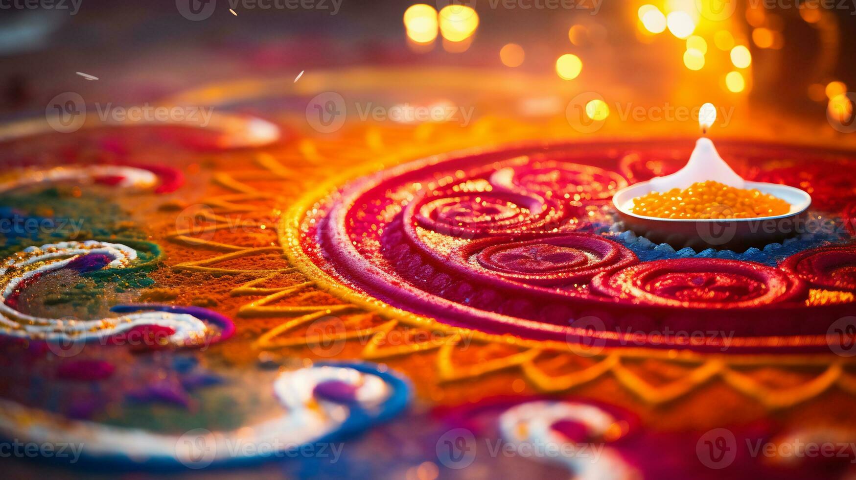 A Close up image of intricate rangoli pattern AI Generative photo