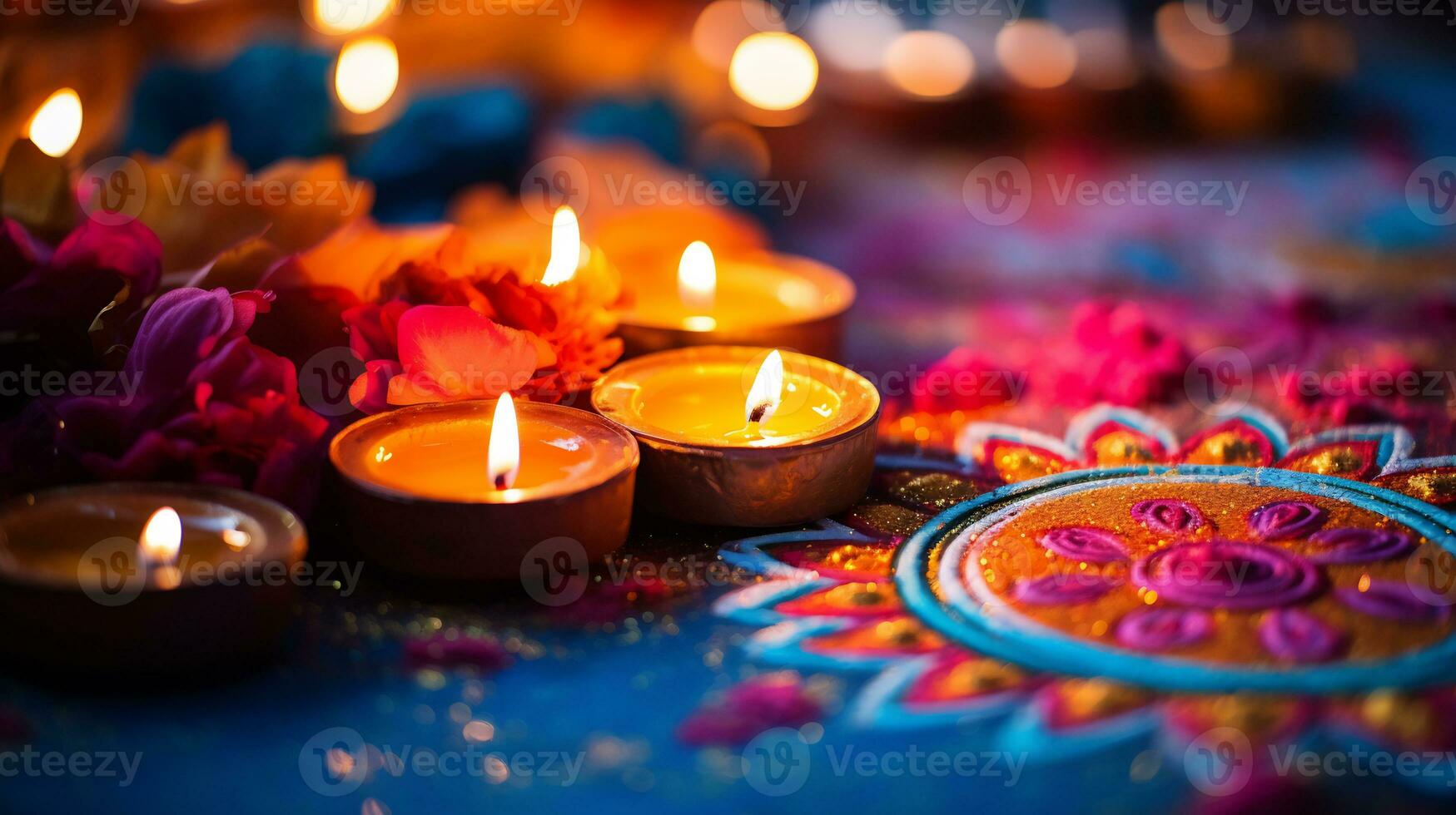 A Close up image of intricate rangoli pattern AI Generative photo