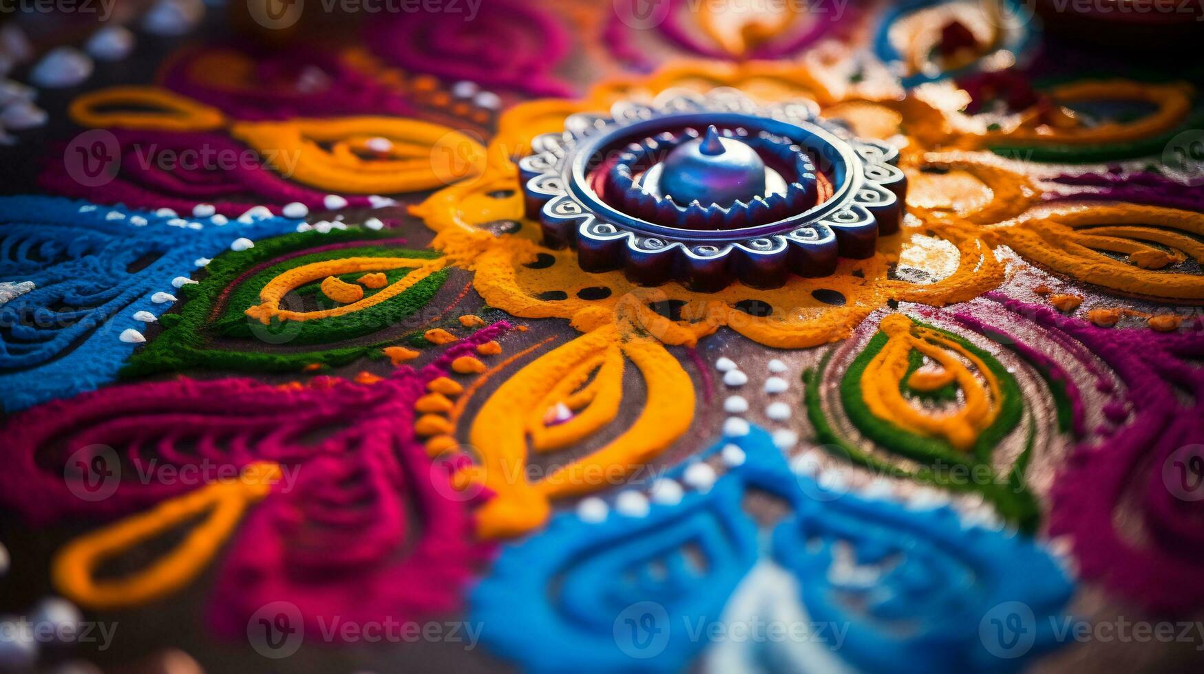 A Close up image of intricate rangoli pattern AI Generative photo