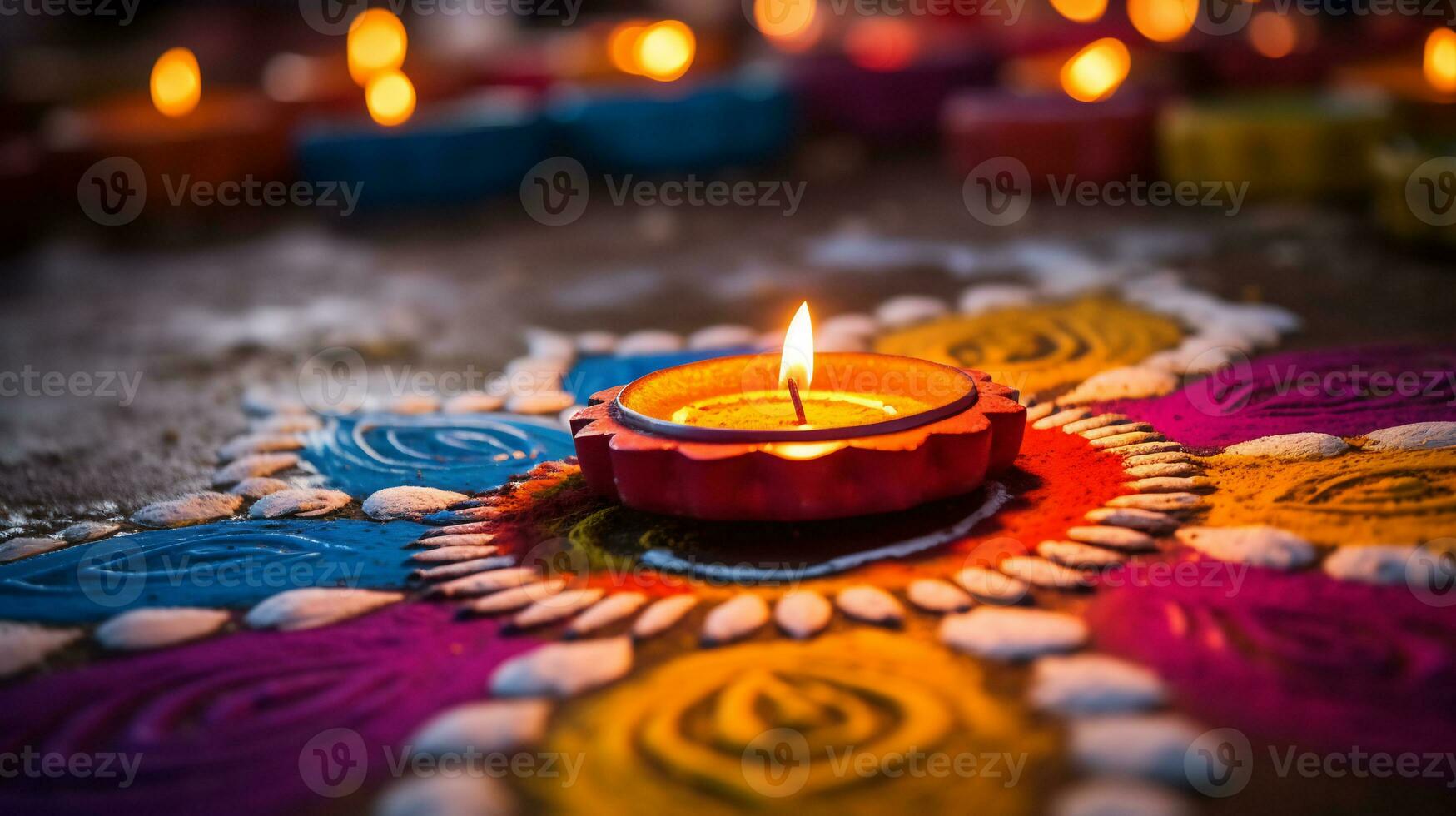 A Close up image of intricate rangoli pattern AI Generative photo