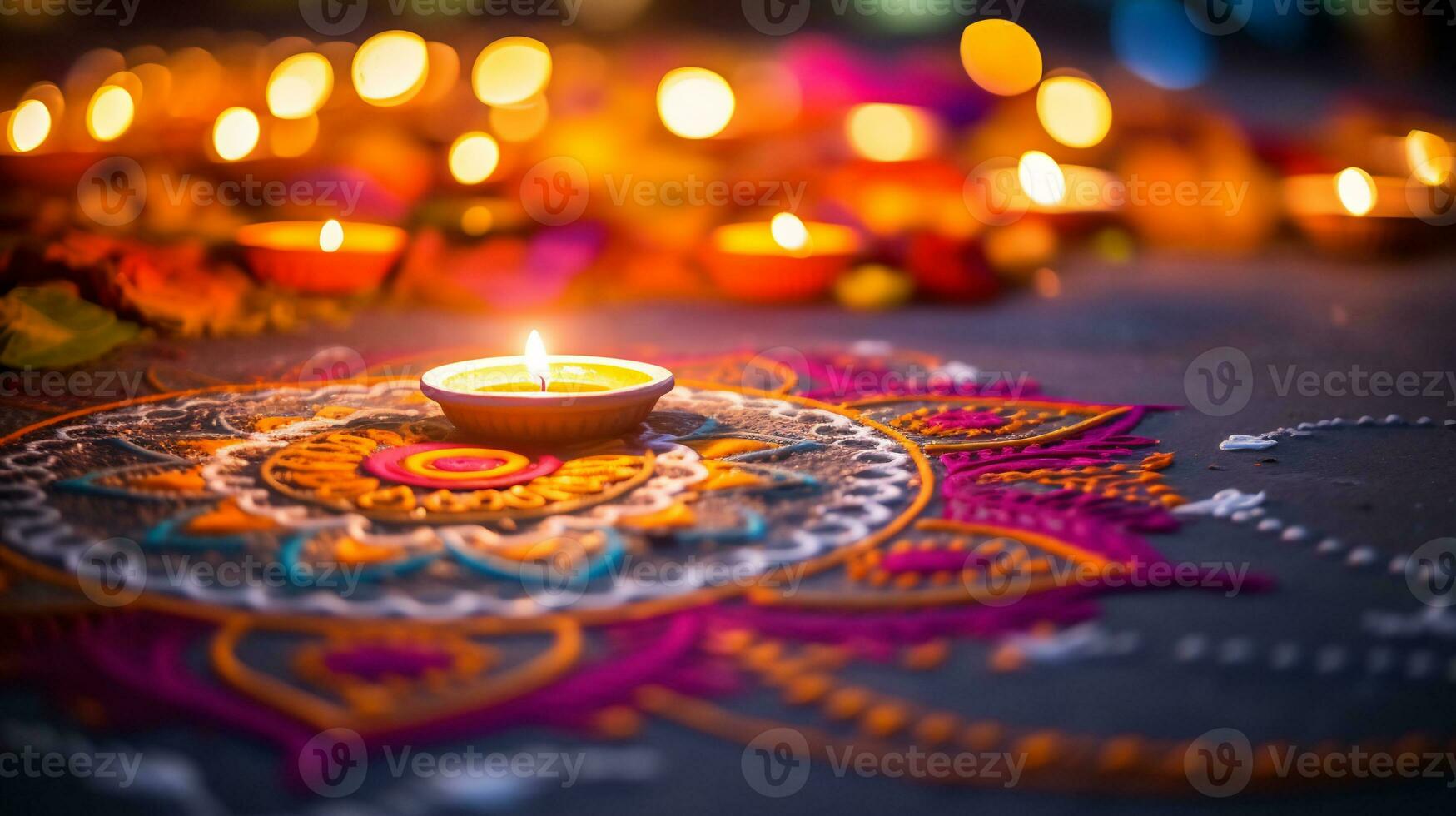 A Close up image of intricate rangoli pattern AI Generative photo