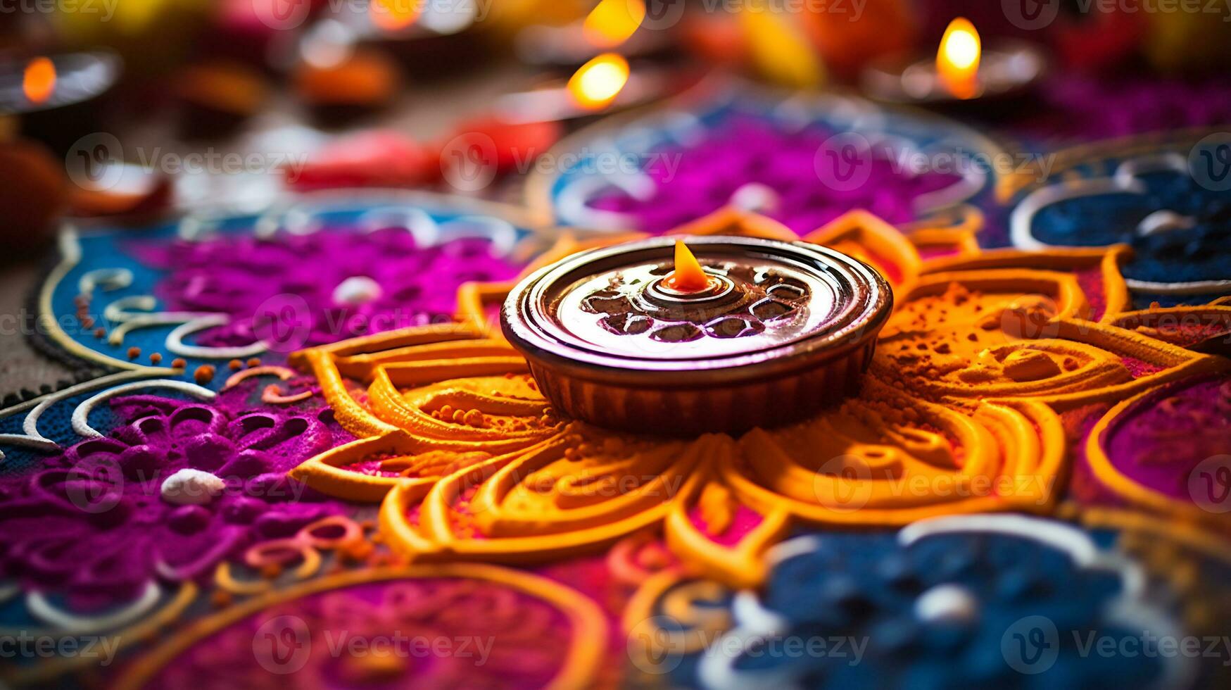 A Close up image of intricate rangoli pattern AI Generative photo
