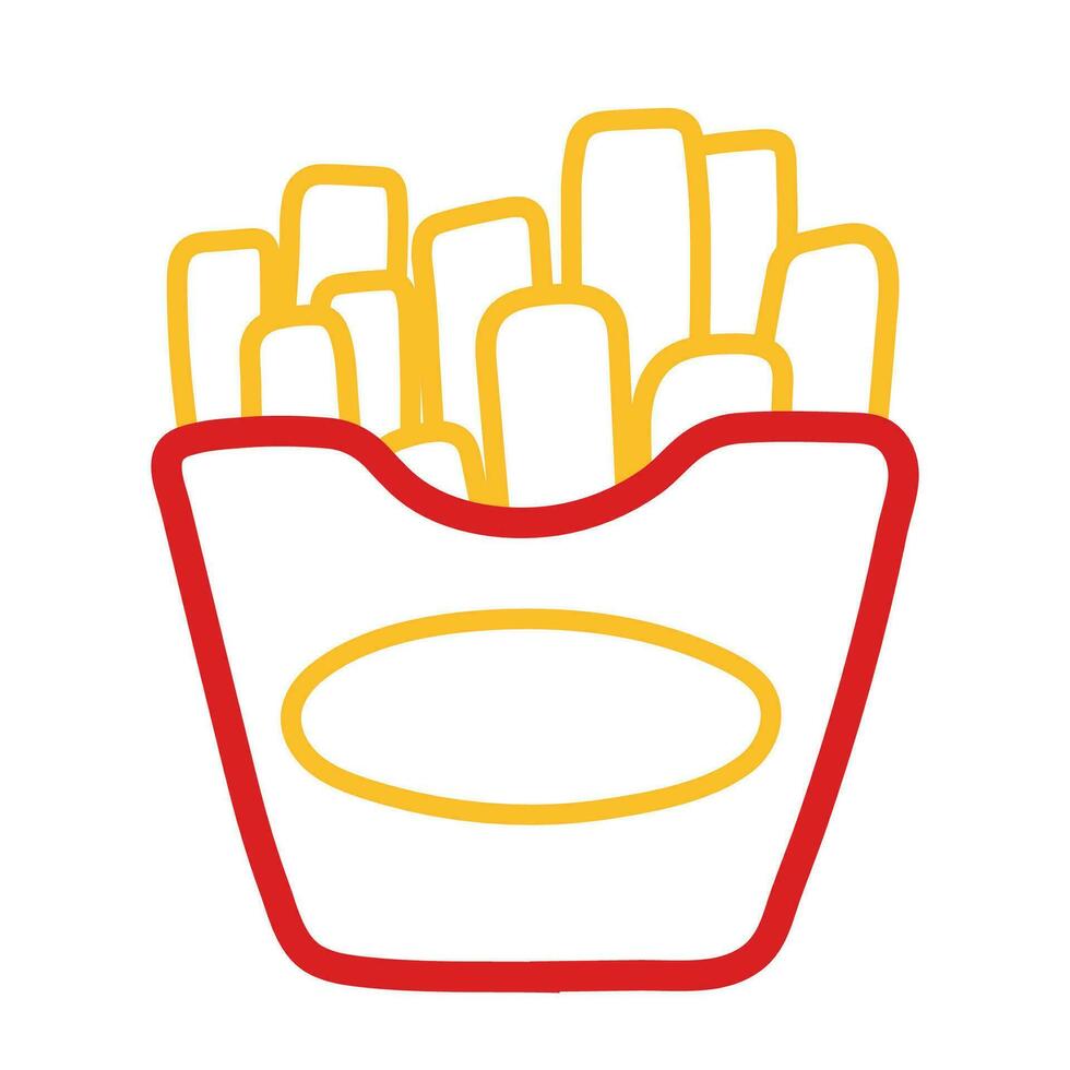 French Fries Fast Foodin Line Icon Clipart Cartoon Animated Illustration vector