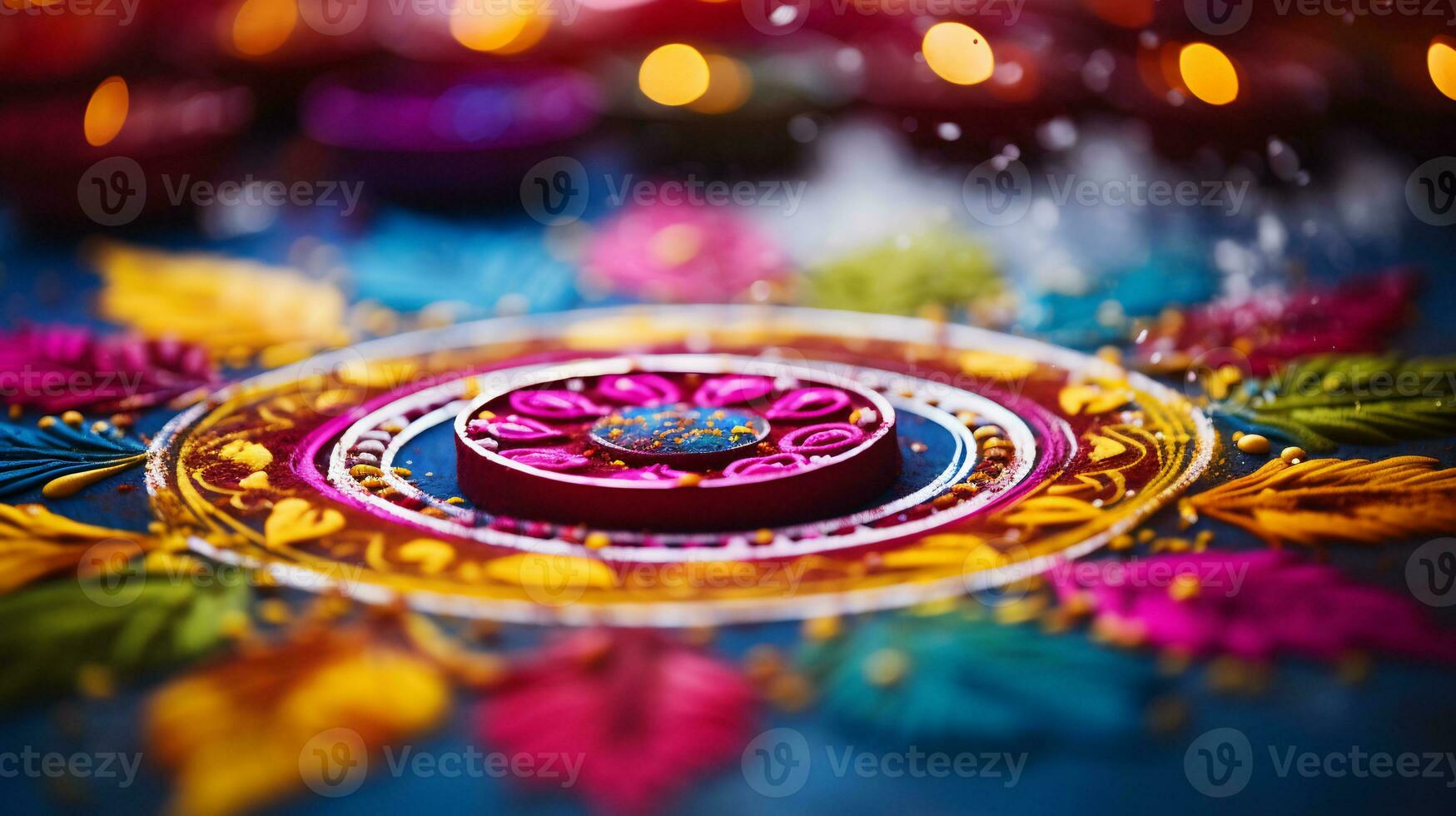 A Close up image of intricate rangoli pattern AI Generative photo