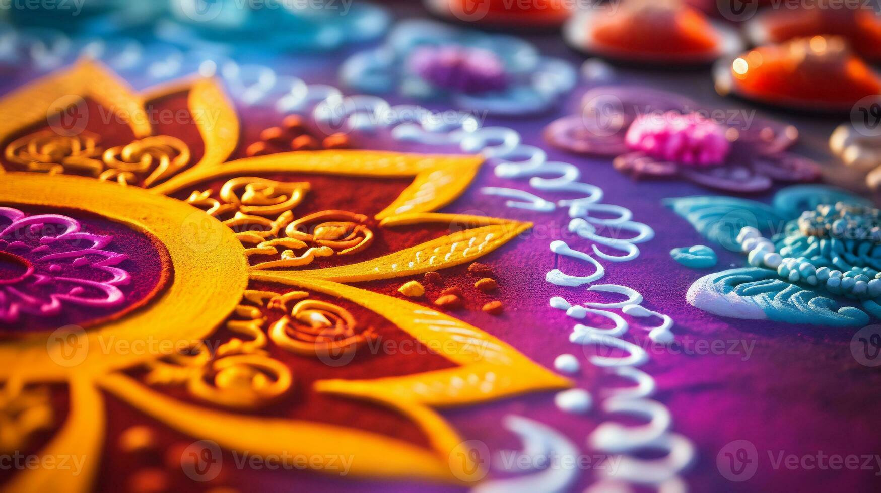 A Close up image of intricate rangoli pattern AI Generative photo