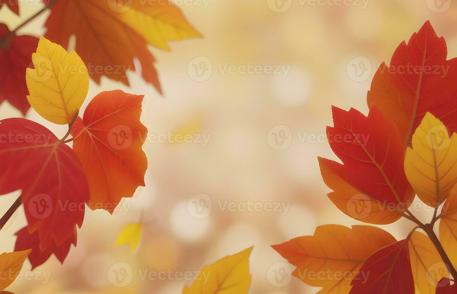 autumn leaves with blur background ai generated photo