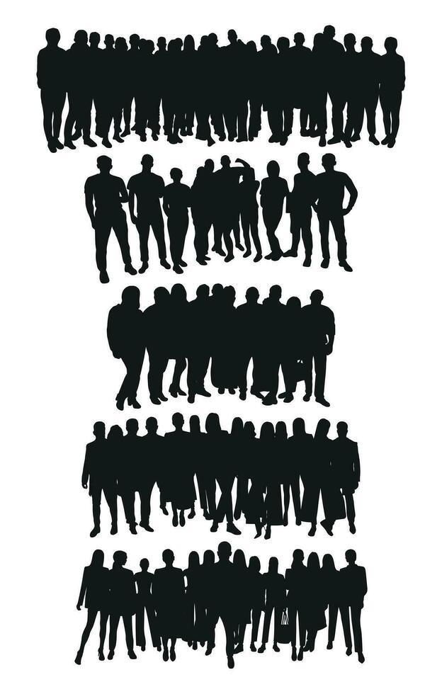 Image of crowd silhouette, group of people. Male and female body shapes vector