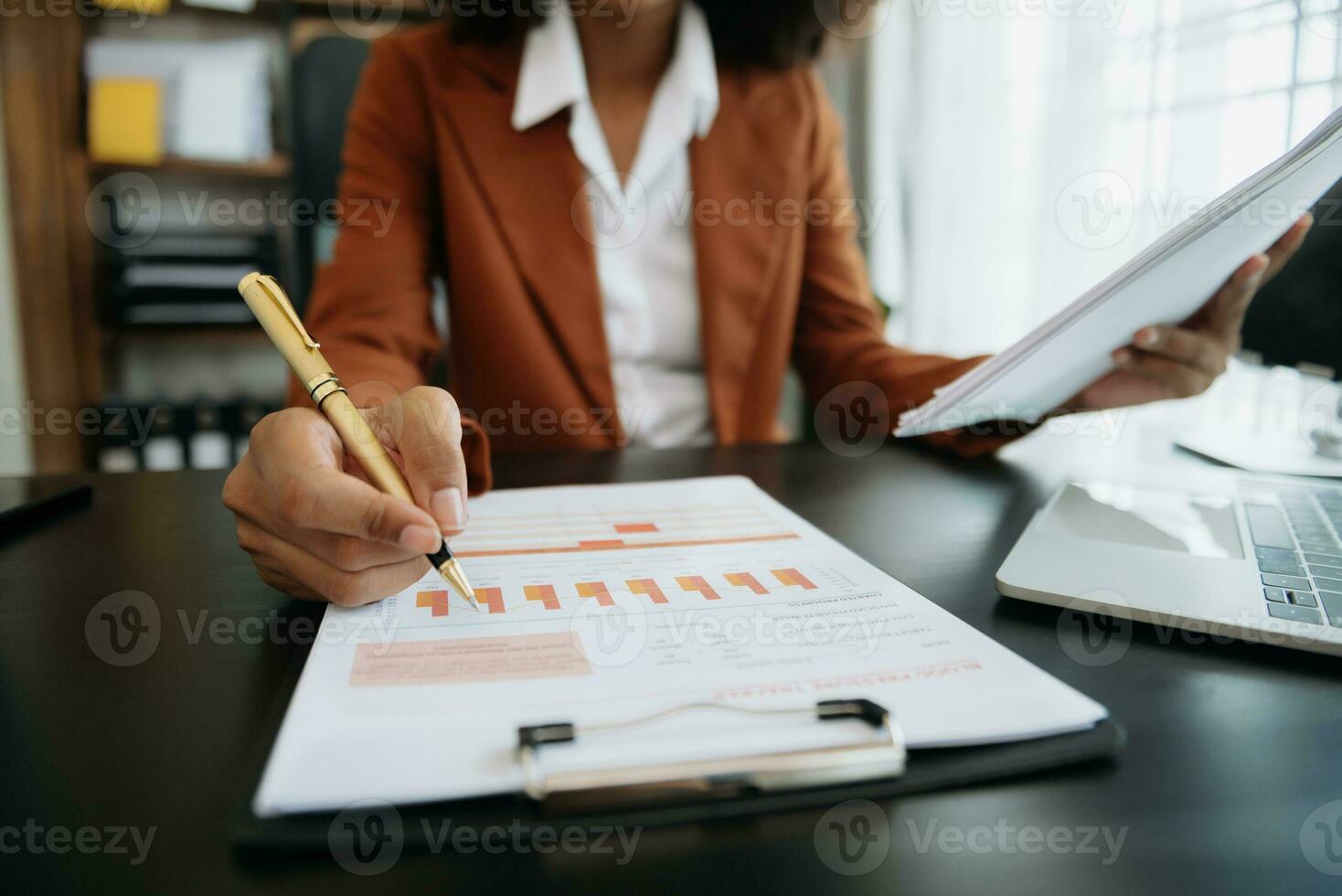 African businesswoman hand working with new modern computer using on smartphone and tablet as concept photo