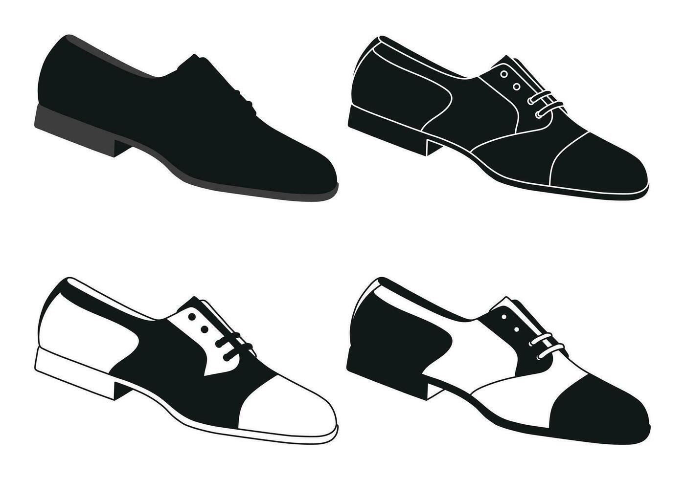 Vector image of a silhouette of a pair of mens shoes. Low shoes