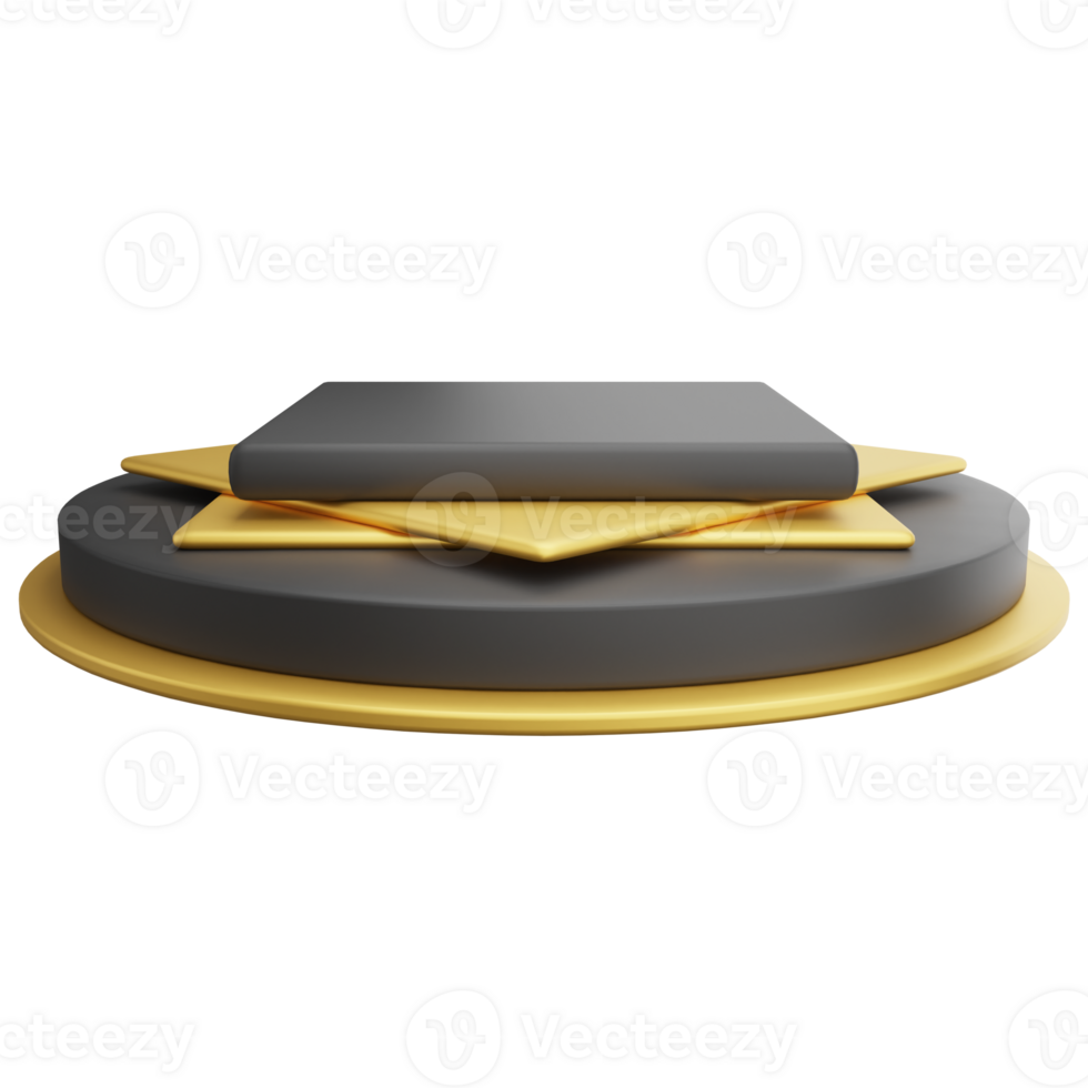 Yellow and black podium clipart flat design icon isolated on transparent background, 3D render product display concept png