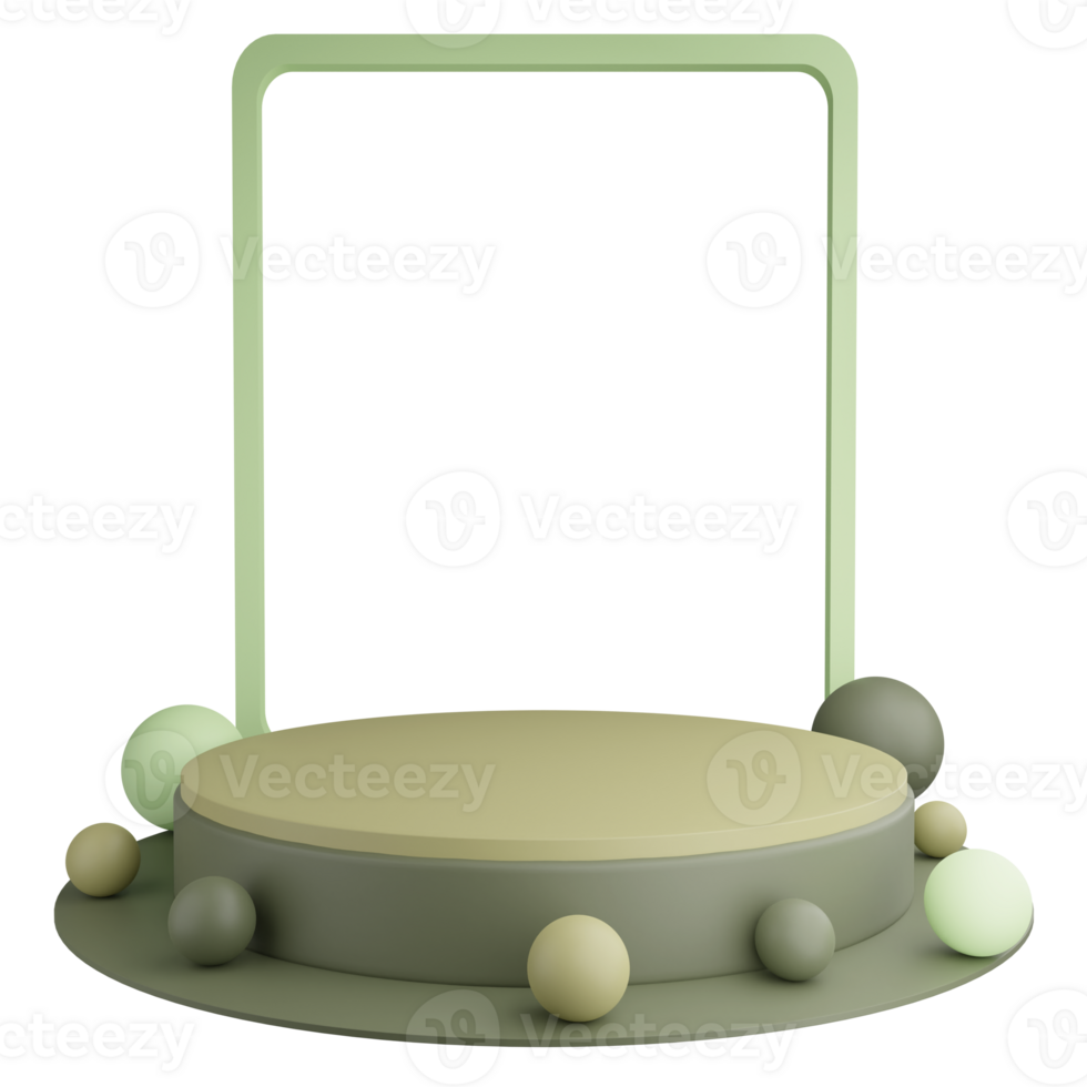 Green color tone podium clipart flat design icon isolated on transparent background, 3D render product display concept png