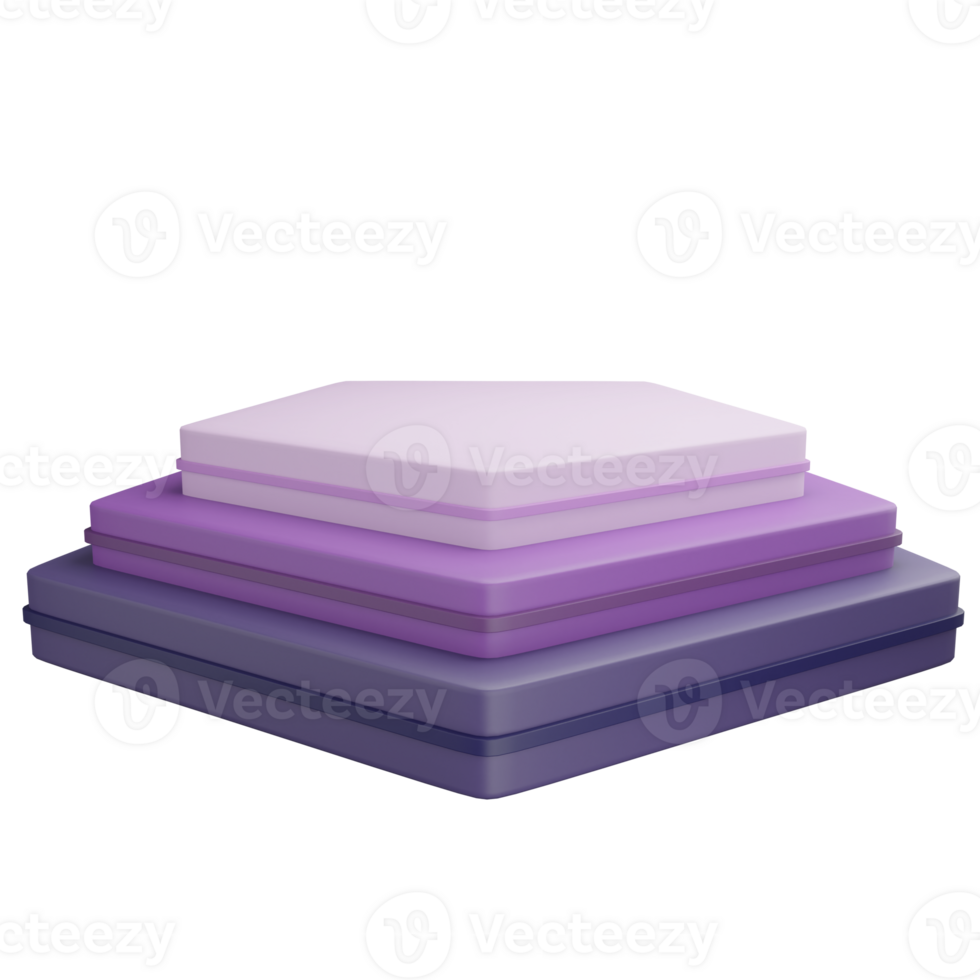 Purple pentagon podium clipart flat design icon isolated on transparent background, 3D render product display concept png