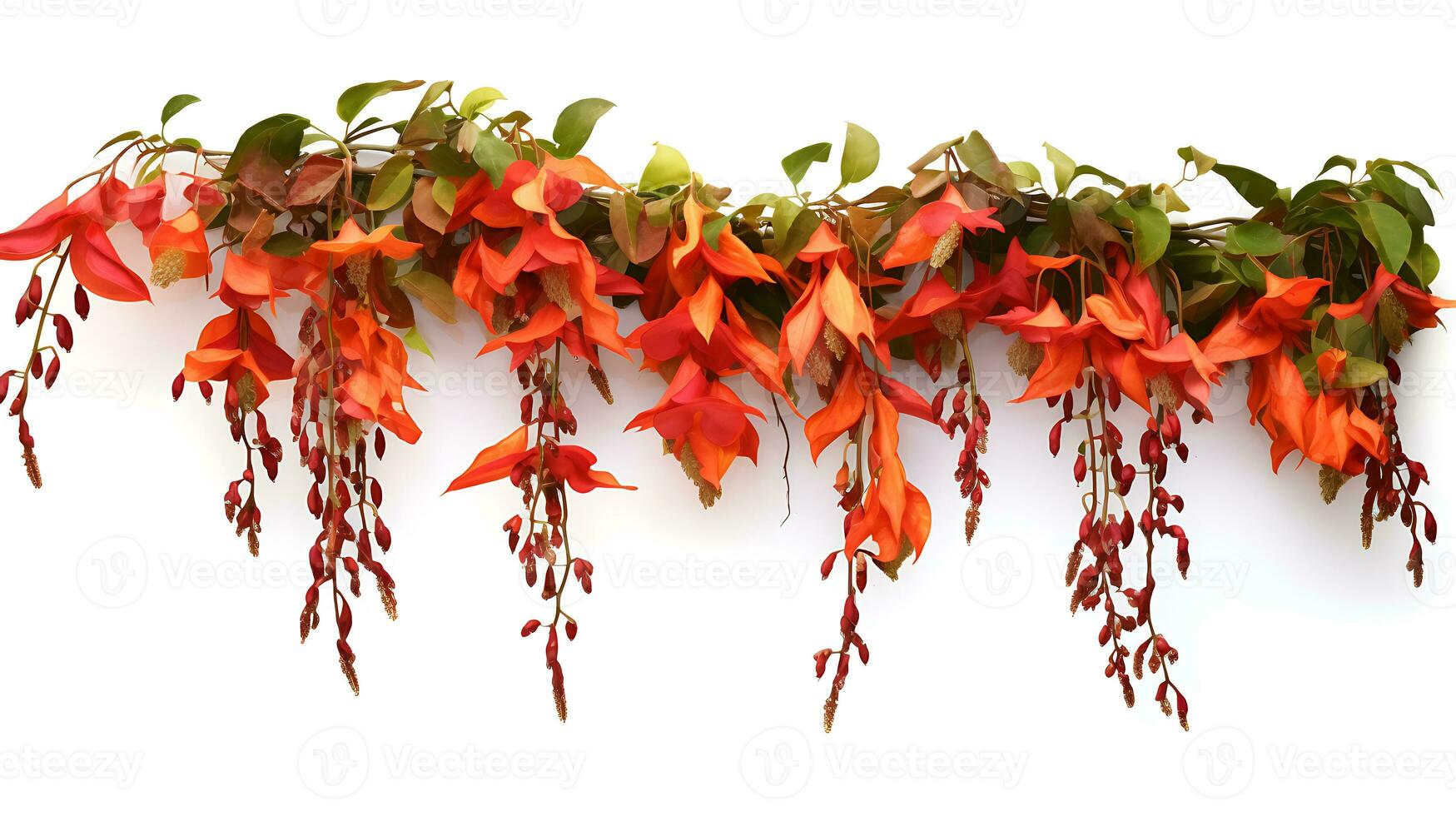 Bignonia flame vine hanging group plants isolated on white background ai generated photo