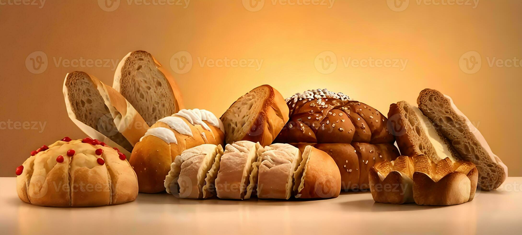 delicious bread in pastel background ai generated photo