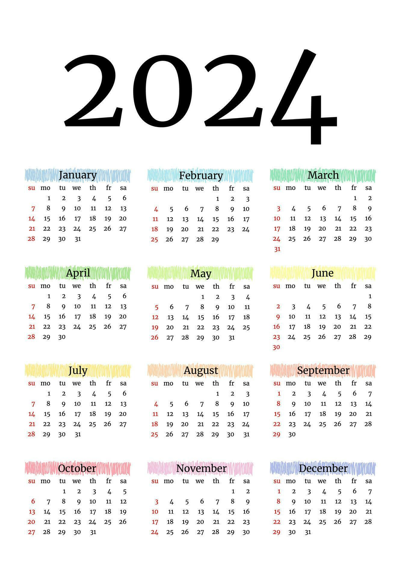 Calendar for 2024 isolated on a white background 31415475 Vector Art at ...