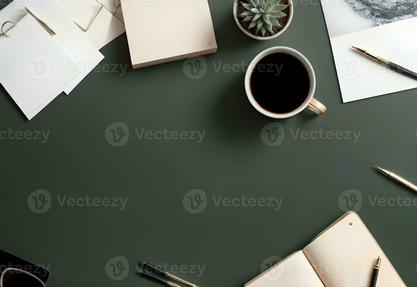 office working table with coffee and copy space ai generated photo