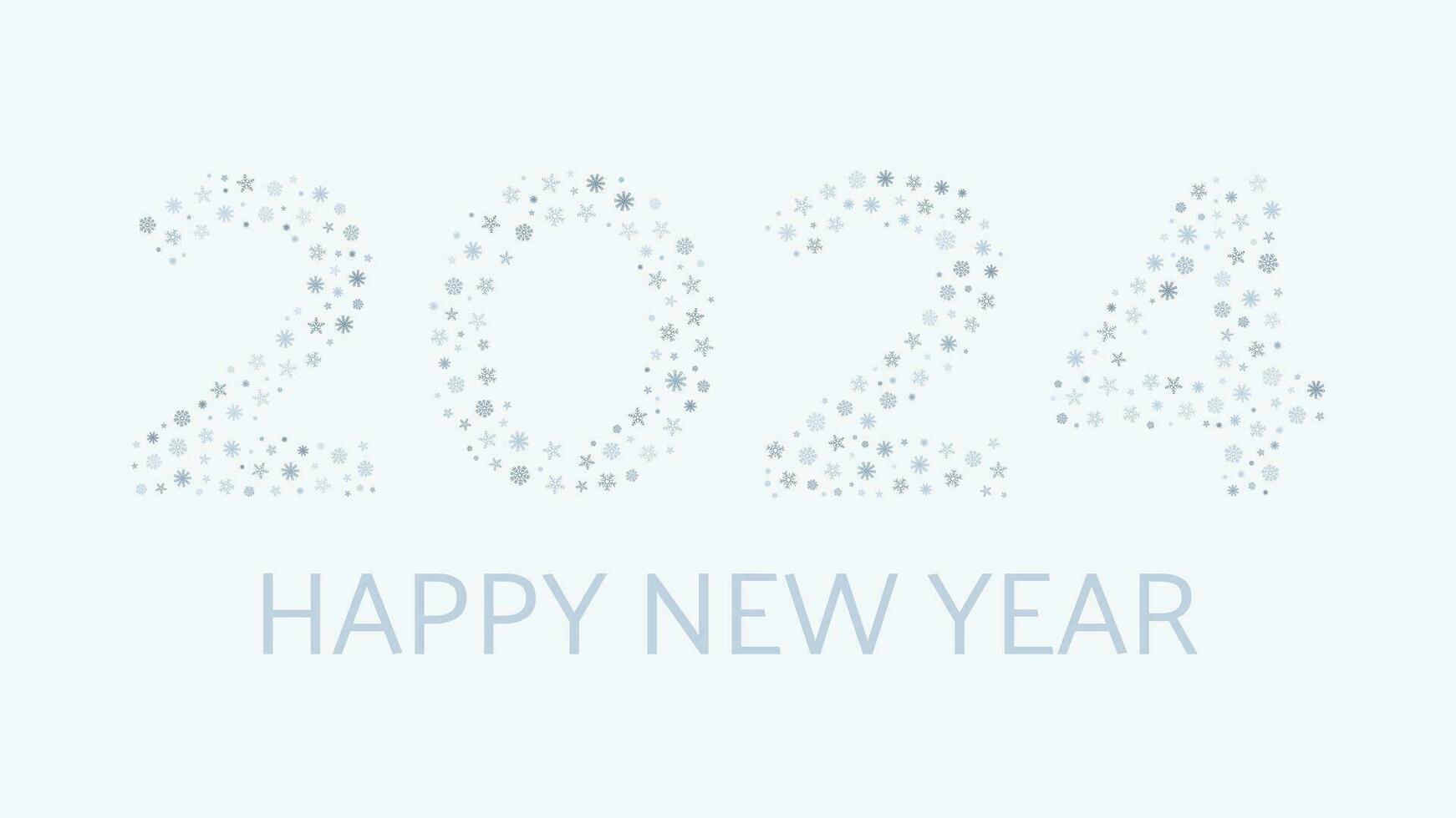 New Year's background with numbers 2024 made of snowflakes vector
