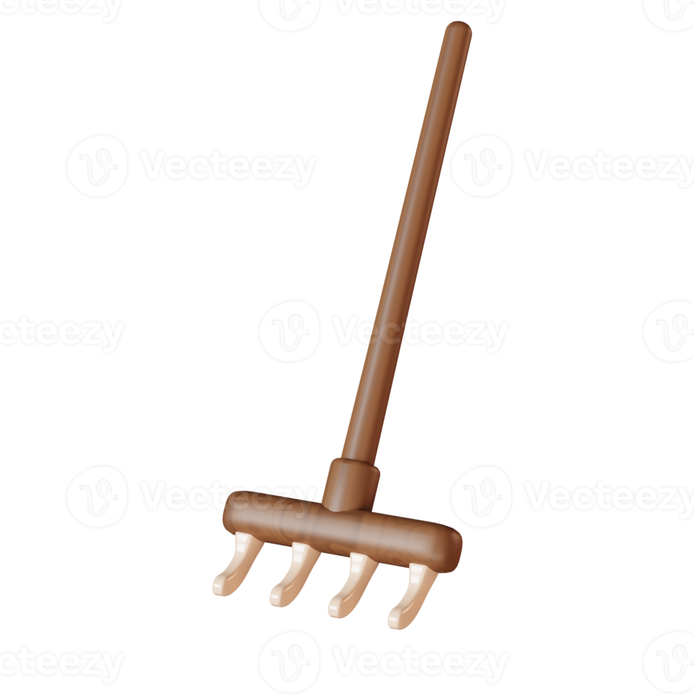 3D render illustration of rakes tool png