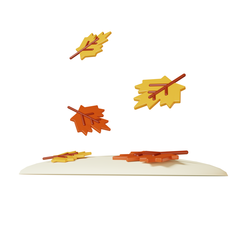autumn leaves falling down 3D illustration png