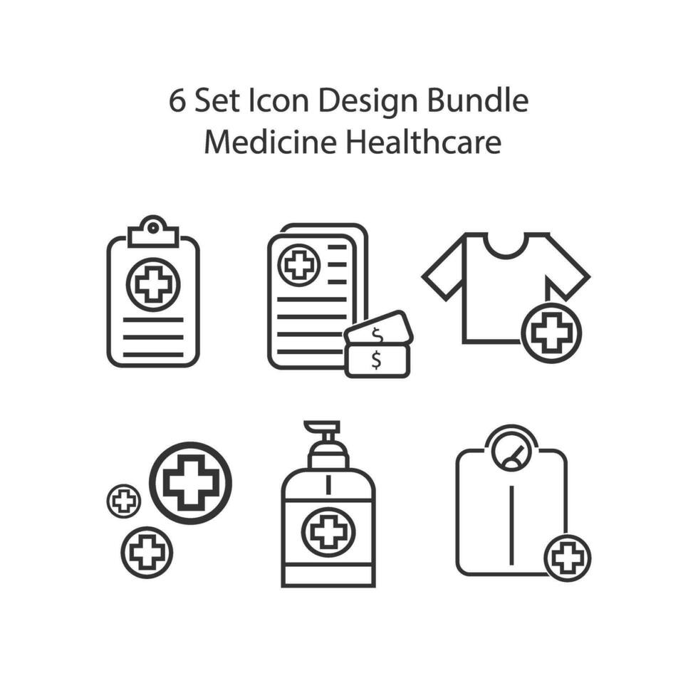 6 icon set design bundle medicine heatlycare flat style, vector illustration eps 10