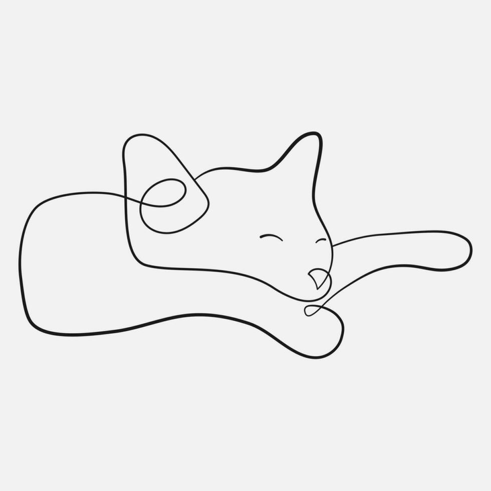 Line art sleep cat minimalist good for website, design, wallpaper, background, social media content, print, mockup vector
