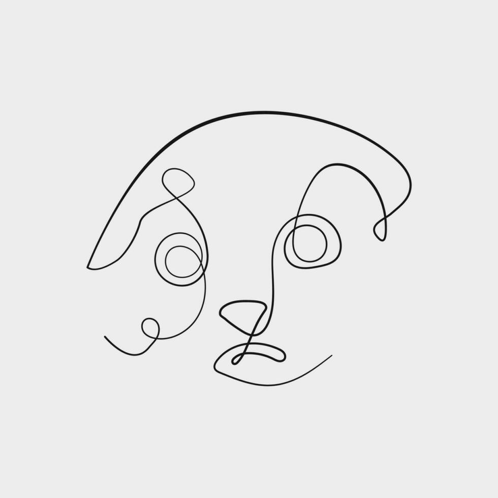 Line art sad dog minimalist good for website, design, wallpaper, background, social media content, print, mockup vector