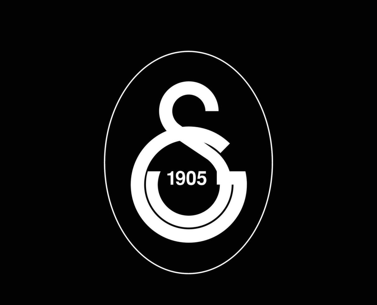 Galatasaray Logo Symbol Club White Turkey League Football Abstract Design Vector Illustration With Black Background