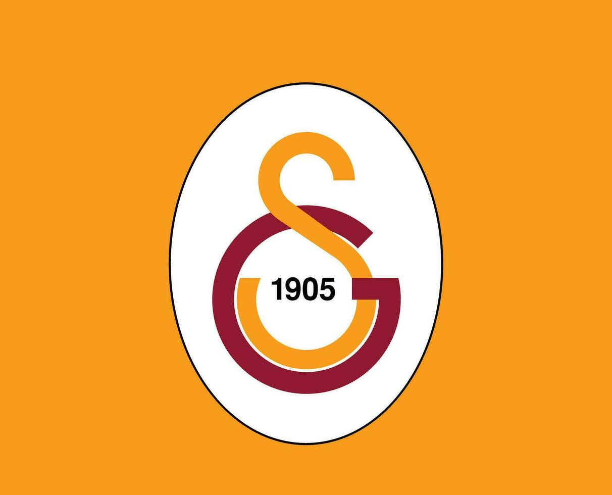 Galatasaray Club Logo Symbol Turkey League Football Abstract Design Vector Illustration With Orange Background