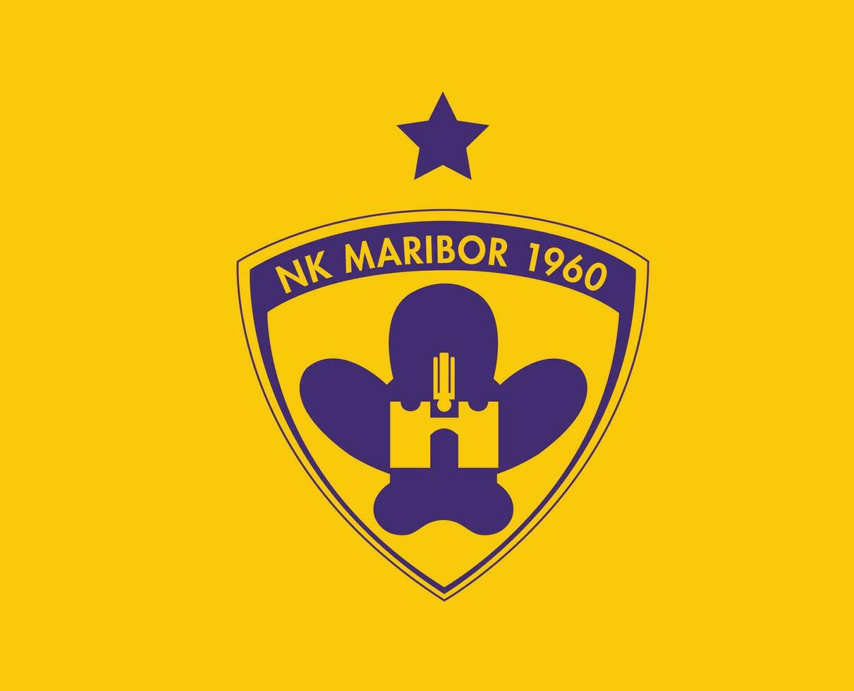 Maribor Club Logo Symbol Slovenia League Football Abstract Design Vector Illustration With Yellow Background