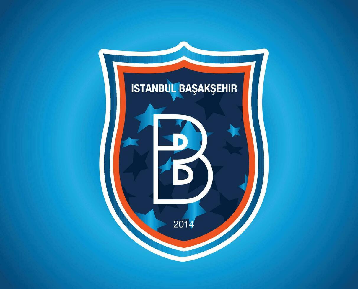 Istanbul Basaksehir FK Club Logo Symbol Turkey League Football Abstract Design Vector Illustration With Blue Background