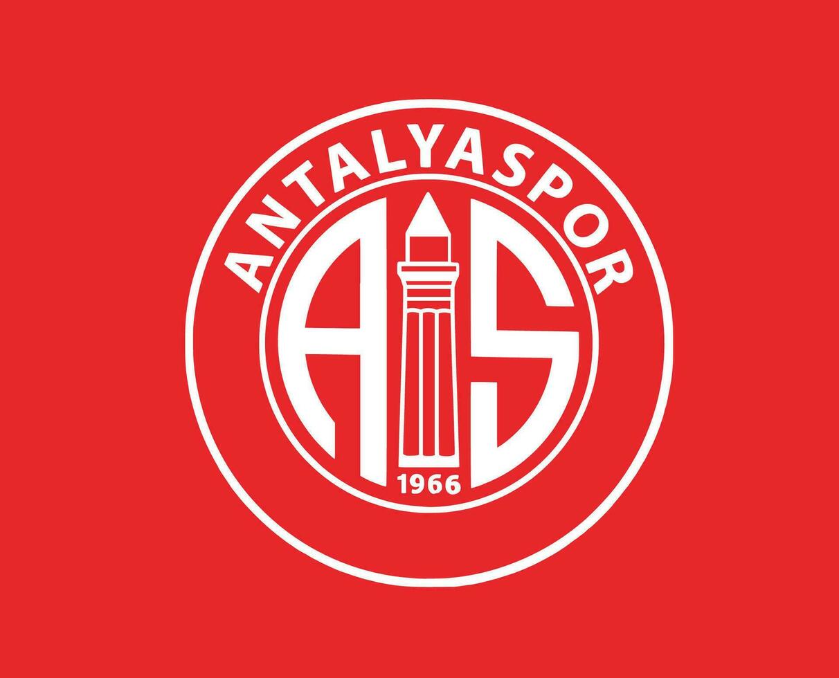 Antalyaspor Club Logo Symbol White Turkey League Football Abstract Design Vector Illustration With Red Background