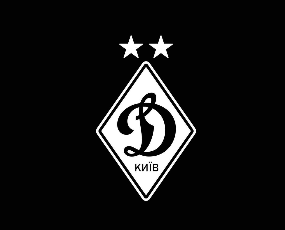 dinamo Kiev club logo símbolo blanco Ucrania liga fútbol americano resumen diseño vector ilustración con negro antecedentes
