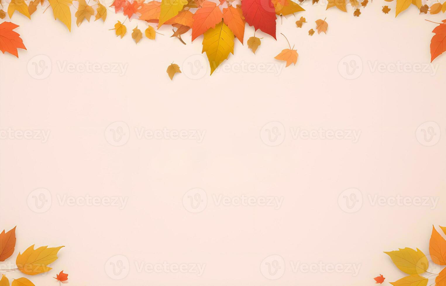 photo autumn leaves background with copy space ai generated