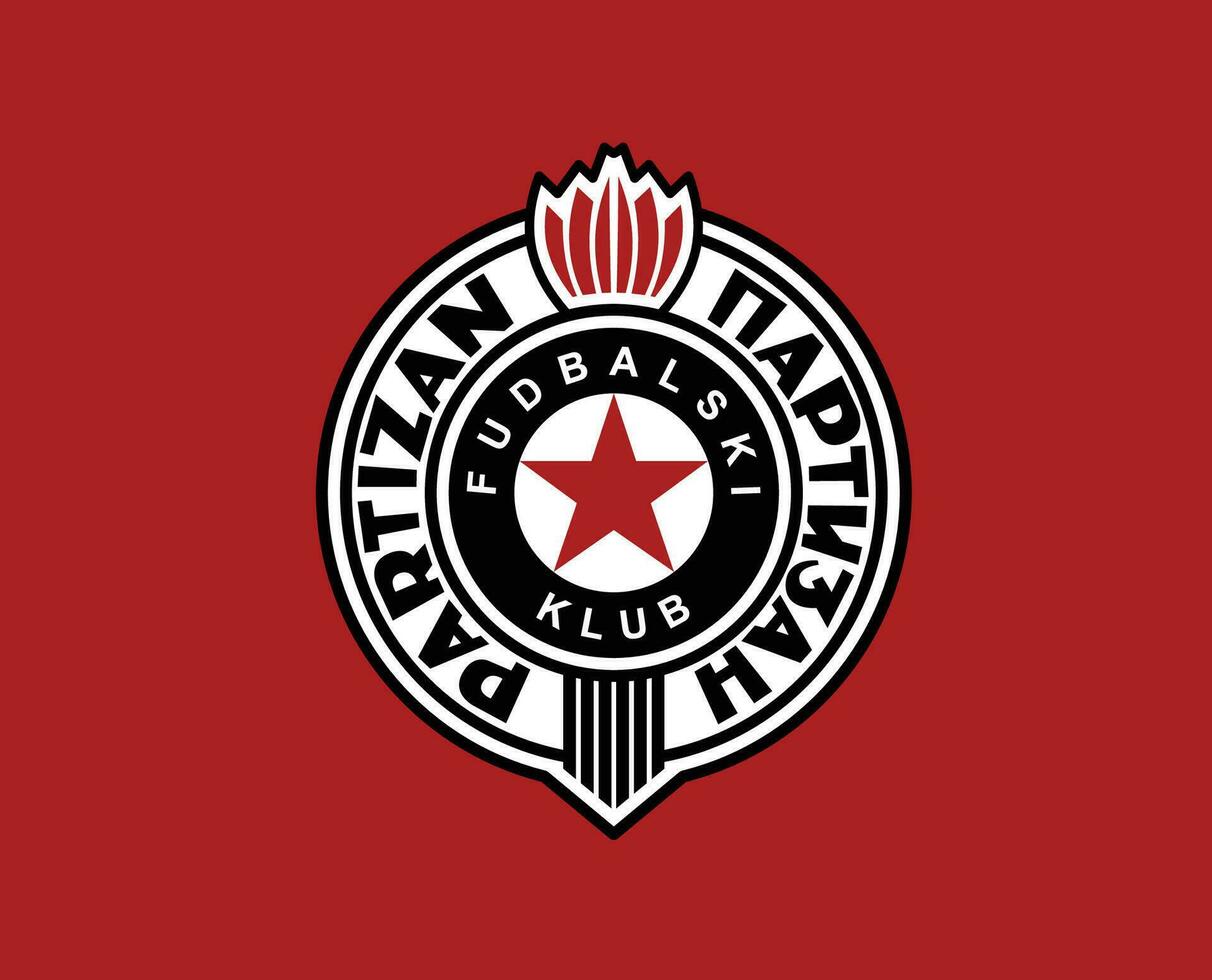 Partizan Belgrad Club Logo Symbol Serbia League Football Abstract Design Vector Illustration With Red Background