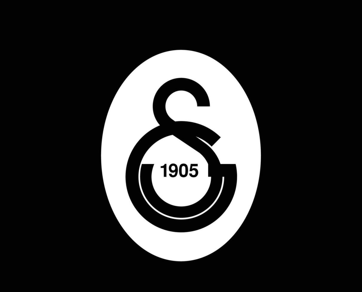 Galatasaray club logo símbolo blanco Turquía liga fútbol americano resumen diseño vector ilustración con negro antecedentes