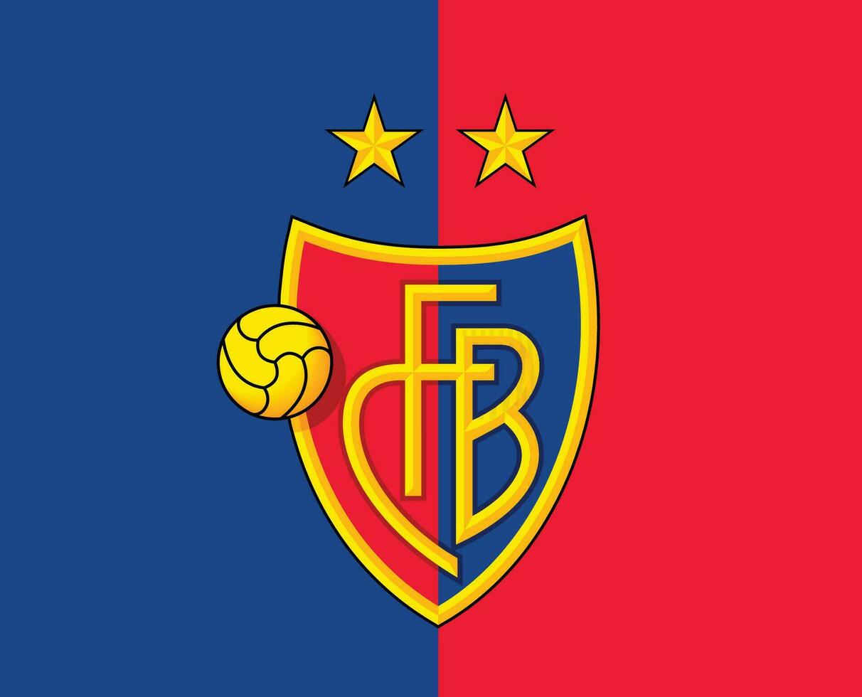 Basel Club Logo Symbol Switzerland League Football Abstract Design Vector Illustration With Red And Blue Background