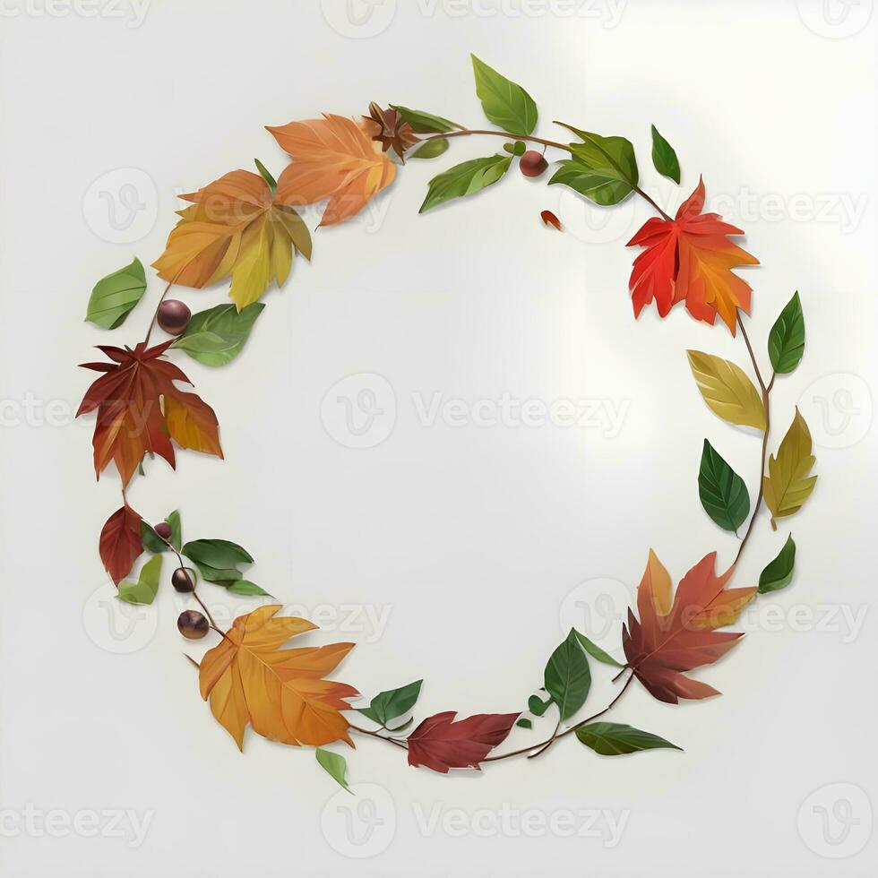 creative autumn leaves flat lay with copy space ai generated photo