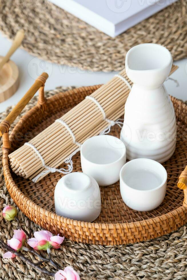 dining table in asian style with tableware photo