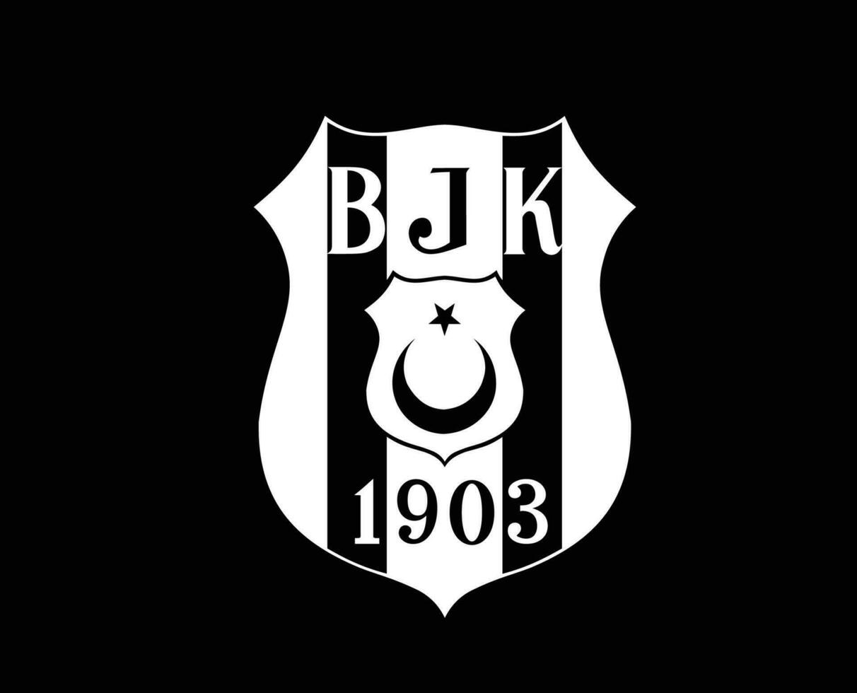 Besiktas Club Logo Symbol White Turkey League Football Abstract Design Vector Illustration With Black Background