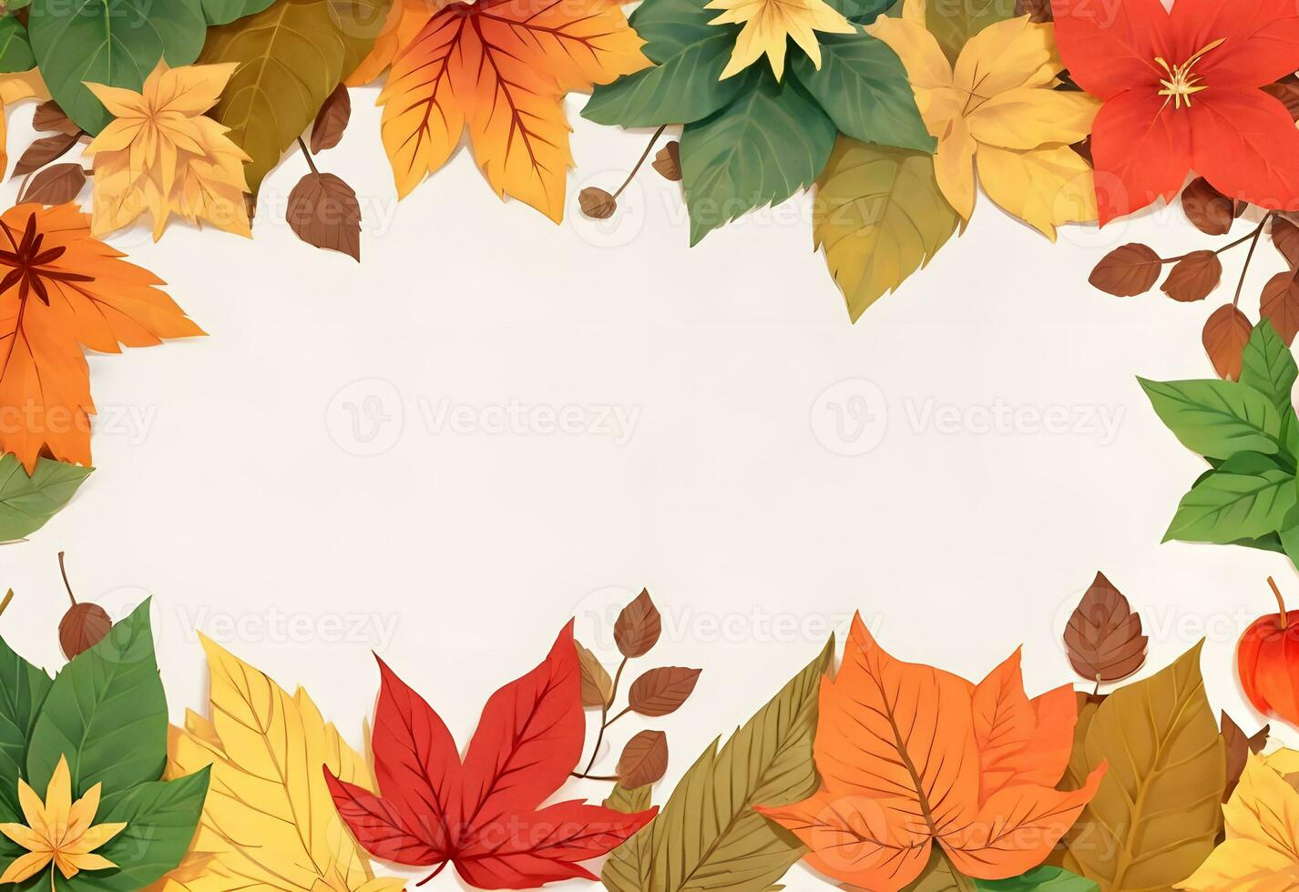 colorful simple autumn leaves with copy space ai generated photo