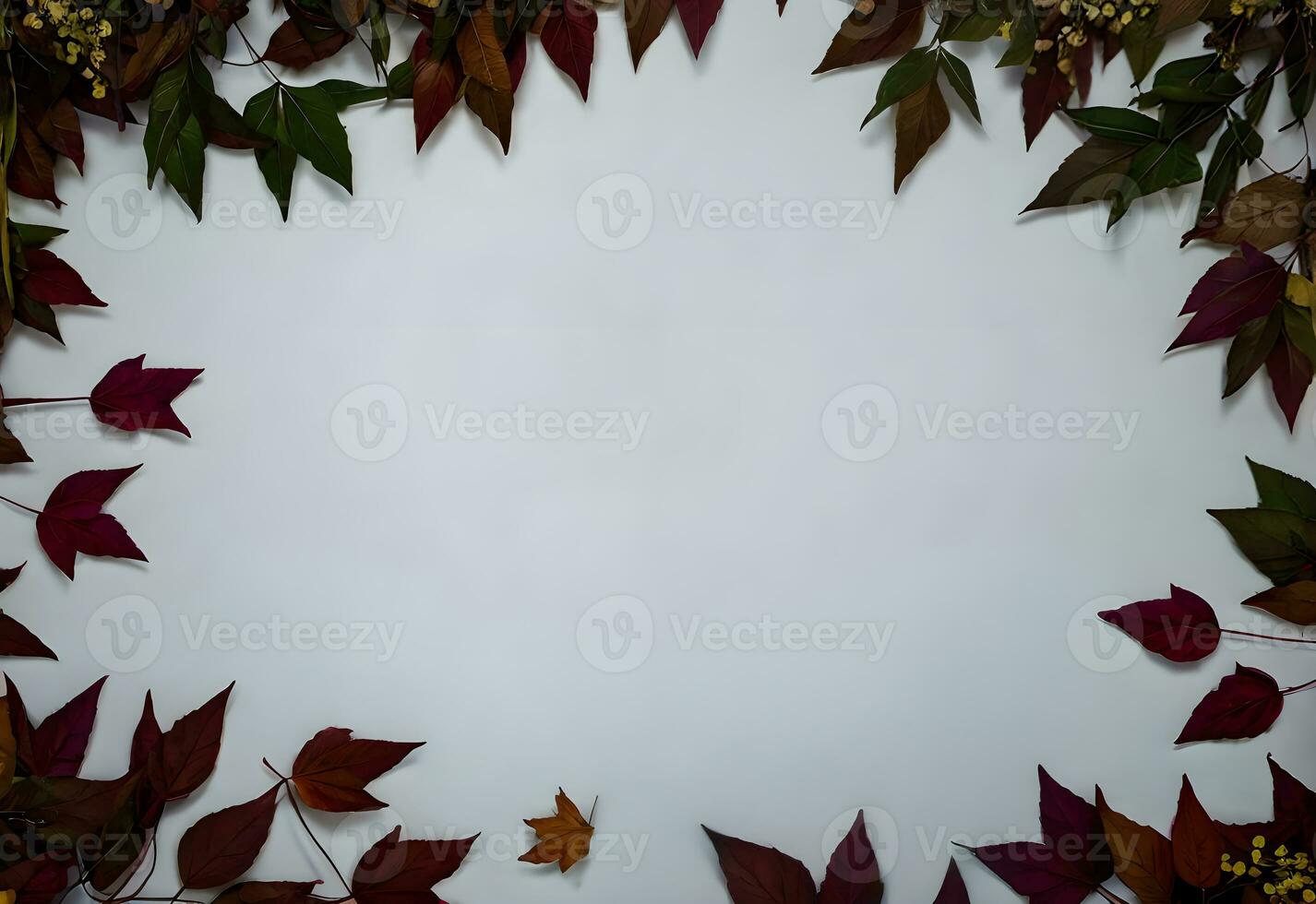 copy space background with autumn leaves frame ai generated photo